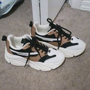 White and Brown Madden NYC Sneakers